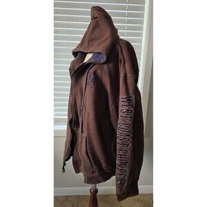 Vintage RETRO  West Coast Choppers Brown Embroidered Thermal Hoodie Size 2XL